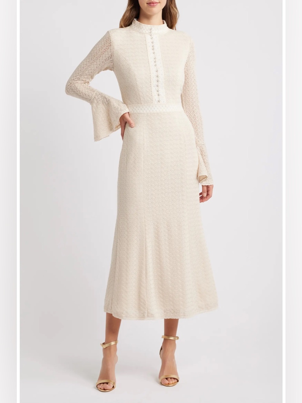 NWT ELLIAT Kailee Ivory Lace Midi Dress L